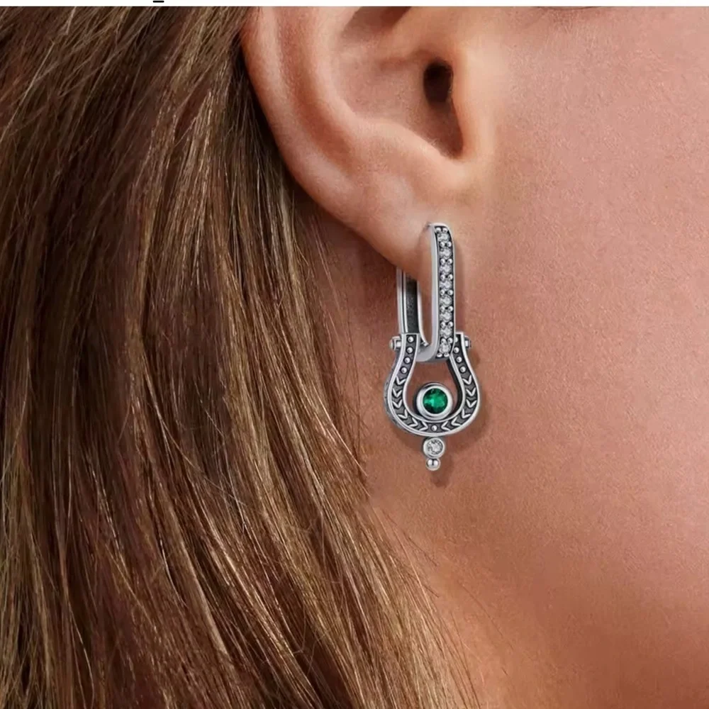 New .925 Sterling and Emerald Earrings